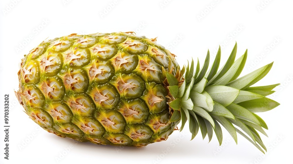 Fresh Whole Pineapple with Green Leaves Isolated on White Background Fresh Whole Pineapple with Green Leaves Isolated on White Background