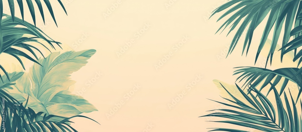 Obraz premium Tropical Palm Leaves Banner Background With Empty Space