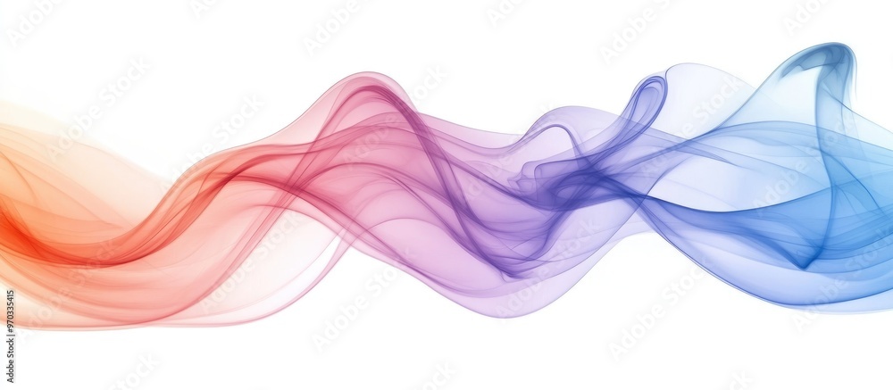 Colorful abstract wave smoke against a white backdrop Colorful abstract wave smoke against a white backdrop