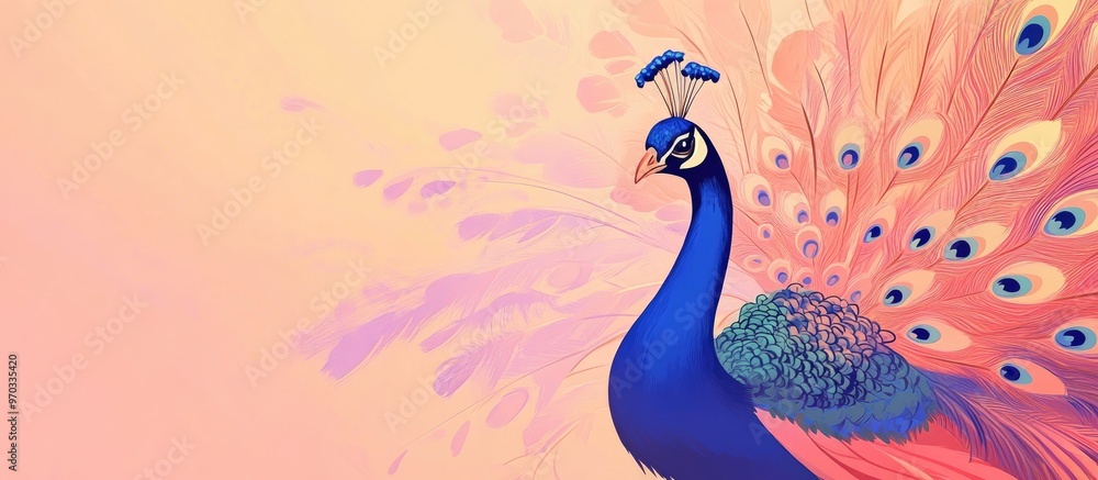 Obraz premium Artistic Fine Art Drawing Of A Peacock Isolated On A Background