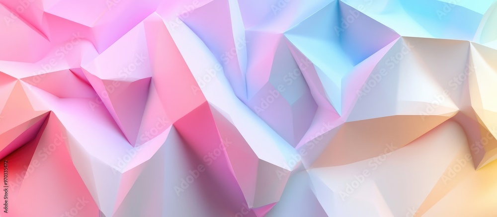 Fototapeta premium Low poly abstract geometric background featuring modern gradient colors in a 3D rendering 3D surface design