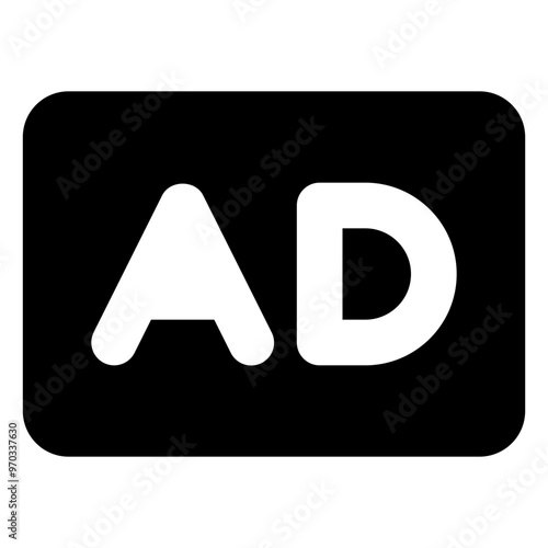 Audio description icon in solid filled glyph style. Simple accessibility symbol vector illustration — pixel-perfect icon.