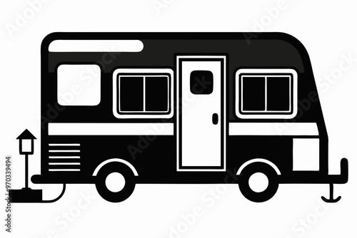  Camper Trailer Silhouette Vector, Trailer Icon Vector, Camper Van Svg 