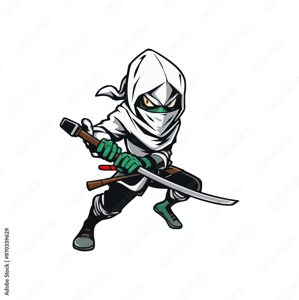 Zombie Ninja Logo Mascot: Striking Vector Illustration for Professional Sport and E-Sport Gaming Zombie Ninja Logo Mascot: Striking Vector Illustration for Professional Sport and E-Sport Gaming