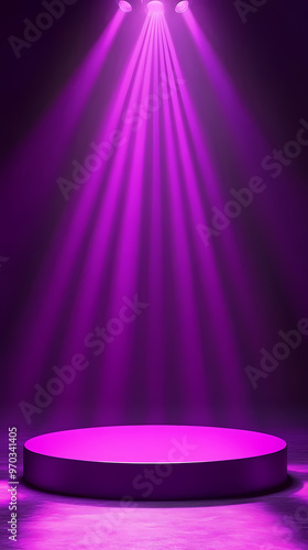 Futuristic minimalist glowing circular stage