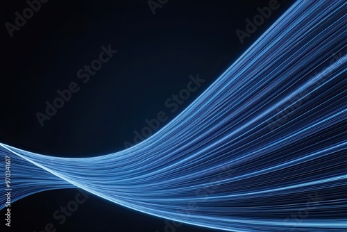 Navy Blue Shimmering Light Waves in Futuristic Motion