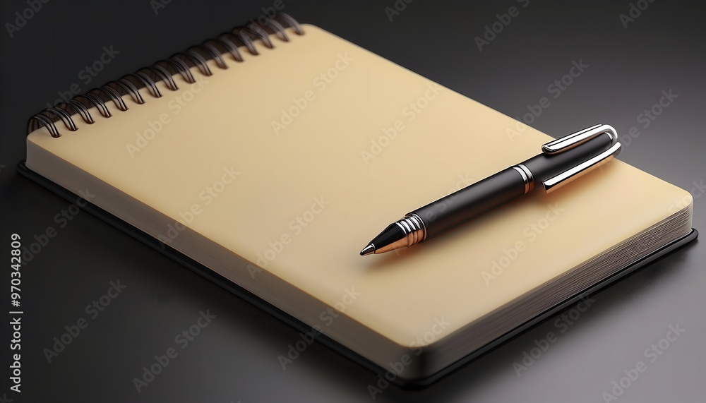 3D rendering of an open notebook with blank pages and a pen ready for writing. 3D rendering of an open notebook with blank pages and a pen ready for writing.
