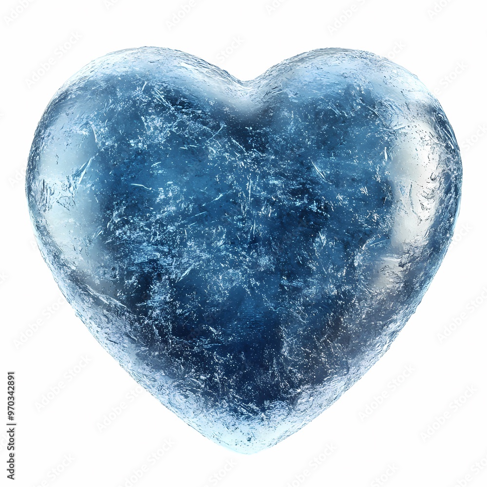 Frozen Heart: A chillingly beautiful, icy blue heart, isolated on white, evokes feelings of heartbreak, coldness, and emotional isolation. Frozen Heart: A chillingly beautiful, icy blue heart, isolated on white, evokes feelings of heartbreak, coldness, and emotional isolation.