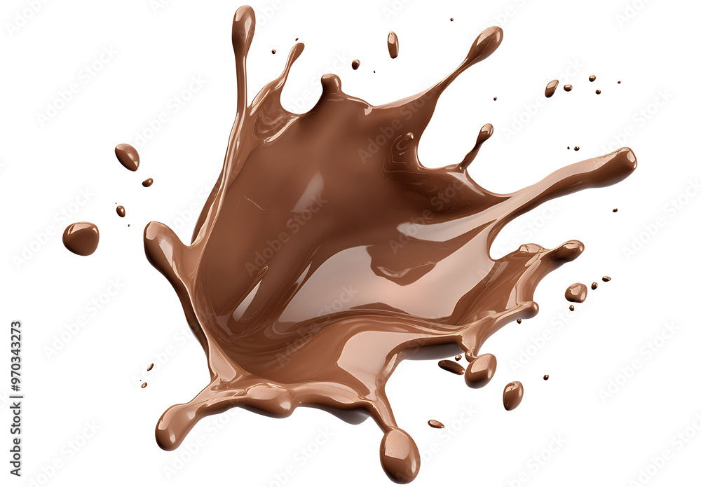 A splash of chocolate milk on a transparent background. The splash is messy and splattered, giving the impression of a fun and playful moment A splash of chocolate milk on a transparent background. The splash is messy and splattered, giving the impression of a fun and playful moment