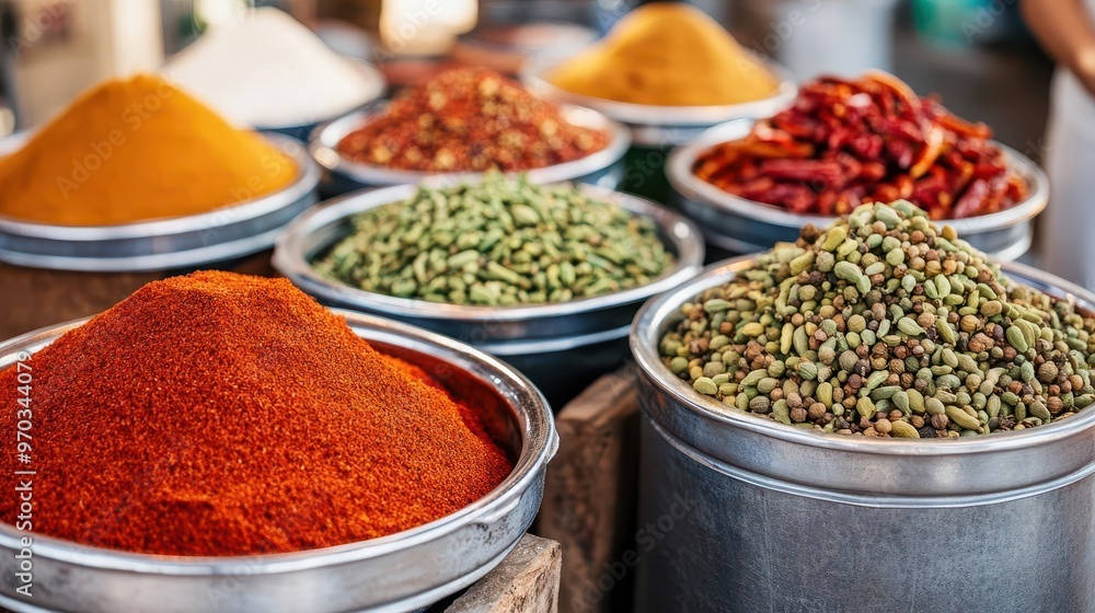 Busy traditional spice market in Istanbul Busy traditional spice market in Istanbul
