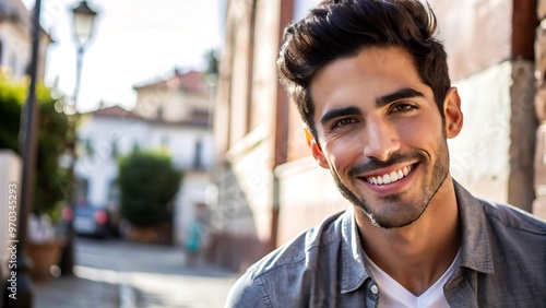 Handsome Man Smiling Outdoors.