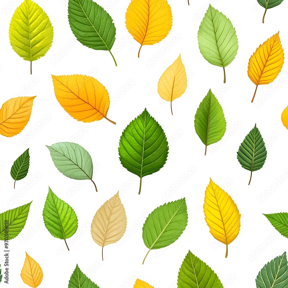 Obraz premium Vibrant Autumn Foliage Pattern on Fresh White Background