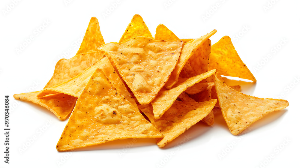 Golden nachos isolated on white Golden nachos isolated on white