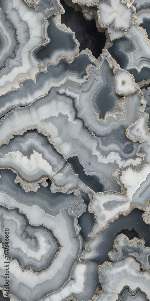 Closeup of a gray and white agate or geode rock Closeup of a gray and white agate or geode rock