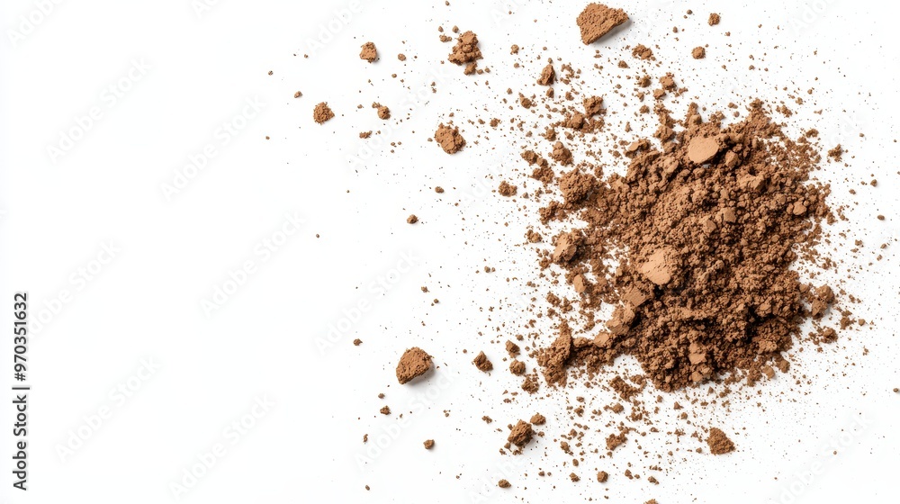 Brown Powder Scattered on White Background Brown Powder Scattered on White Background
