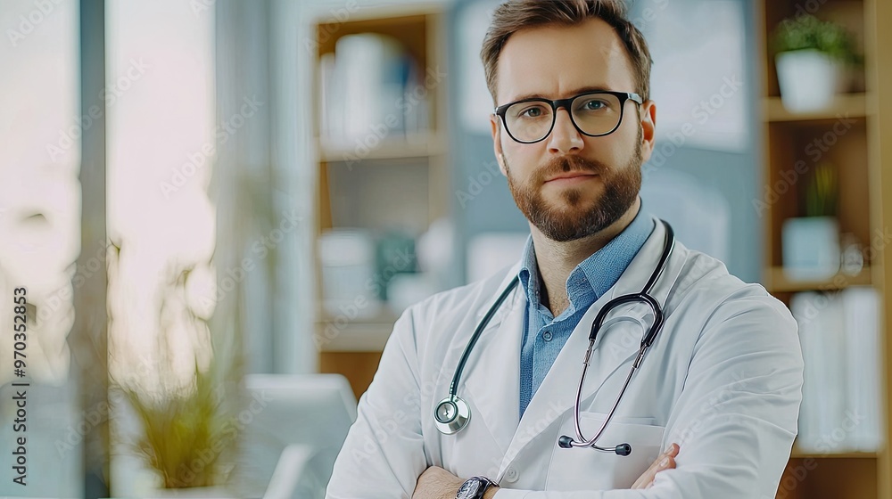 male doctor with a stethoscope, giving off a professional and approachable vibe male doctor with a stethoscope, giving off a professional and approachable vibe