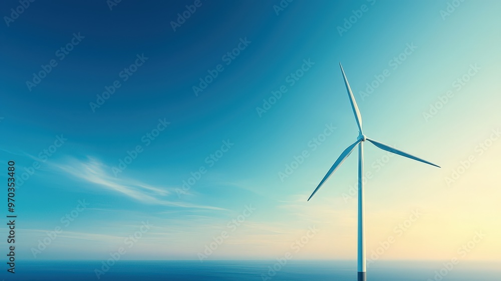 Obraz premium Wind turbines offshore generating clean energy for coastal cities