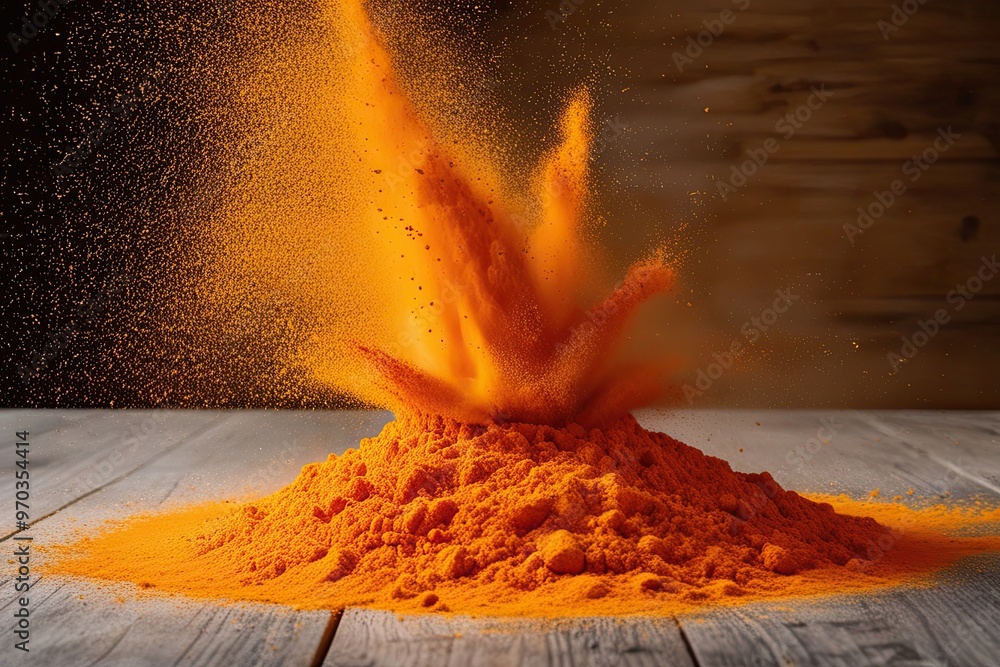 Fototapeta premium Vibrant Orange Dust Explosion Celebration Effect