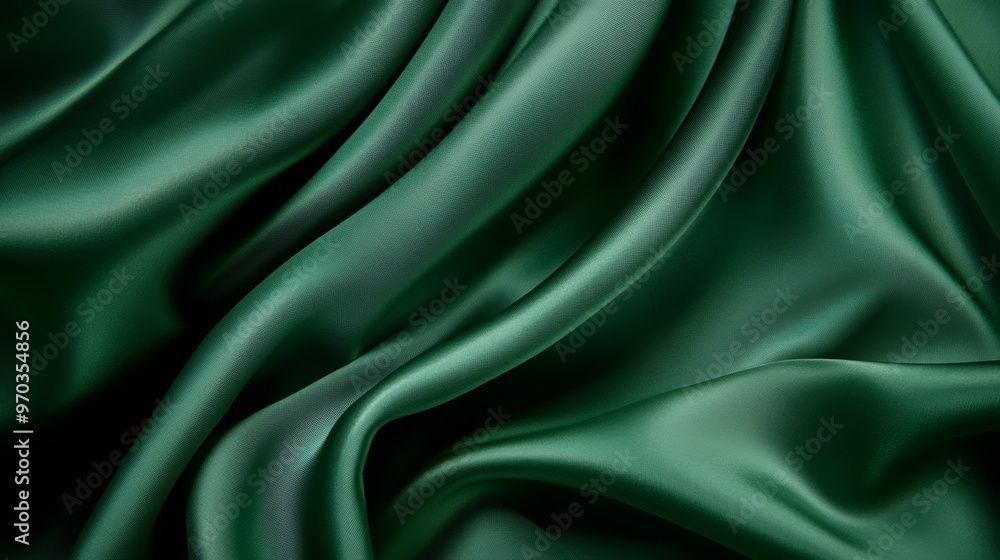 Elegant green silk fabric with smooth folds Elegant green silk fabric with smooth folds