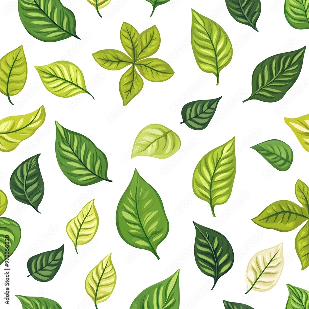 Lush Botanical Background with Fresh and Vibrant Leaves in Seamless Pattern Lush Botanical Background with Fresh and Vibrant Leaves in Seamless Pattern