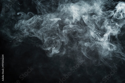 Smoke isolated on black background, smoke, fog, gas, cigarette smoke, air isoalted, ai