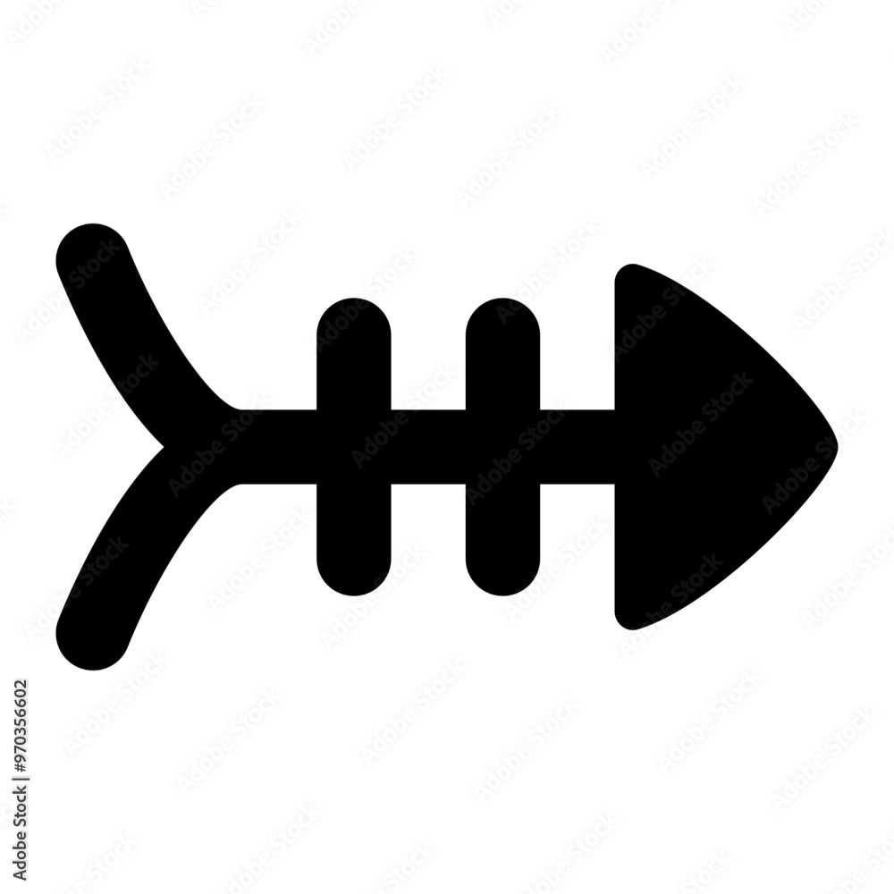 Fototapeta premium Fish bone icon in solid filled glyph style. Simple skeleton symbol vector illustration — pixel-perfect icon.