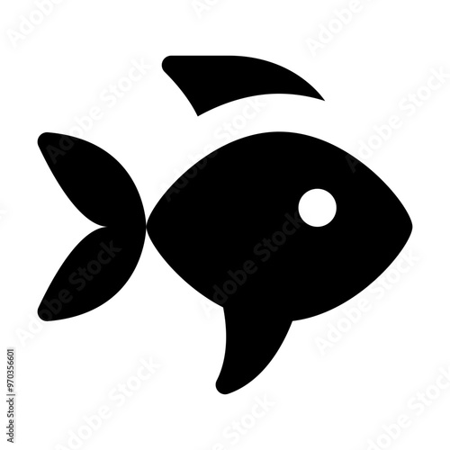 Fish icon in solid filled glyph style. Simple aquatic animal symbol vector illustration — pixel-perfect icon.