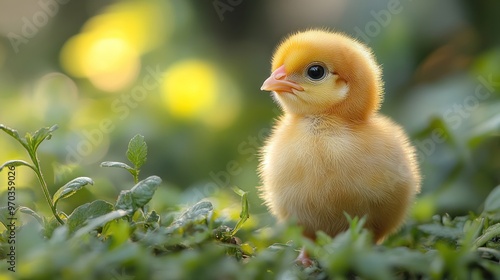 Cute Little Chick in the Grass