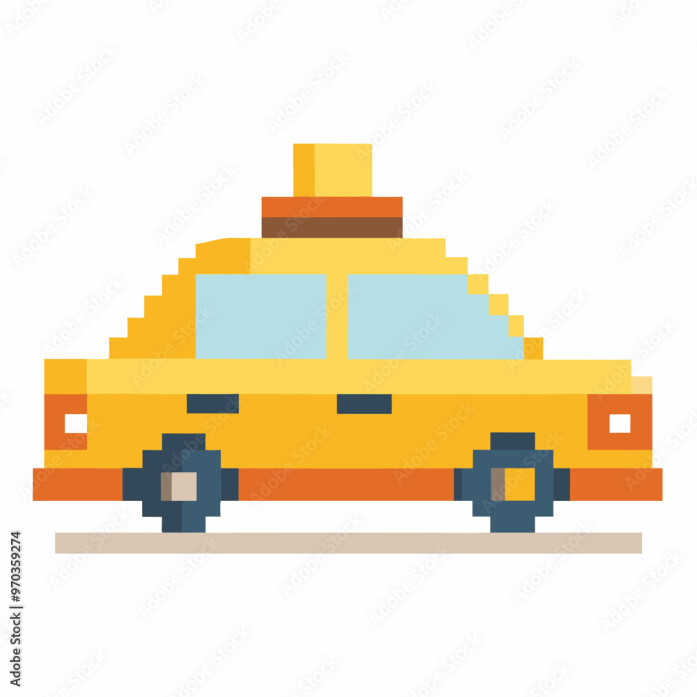 Pixelated Yellow Taxi Icon Retro Style Digital Graphic Transportation Pixelated Yellow Taxi Icon Retro Style Digital Graphic Transportation