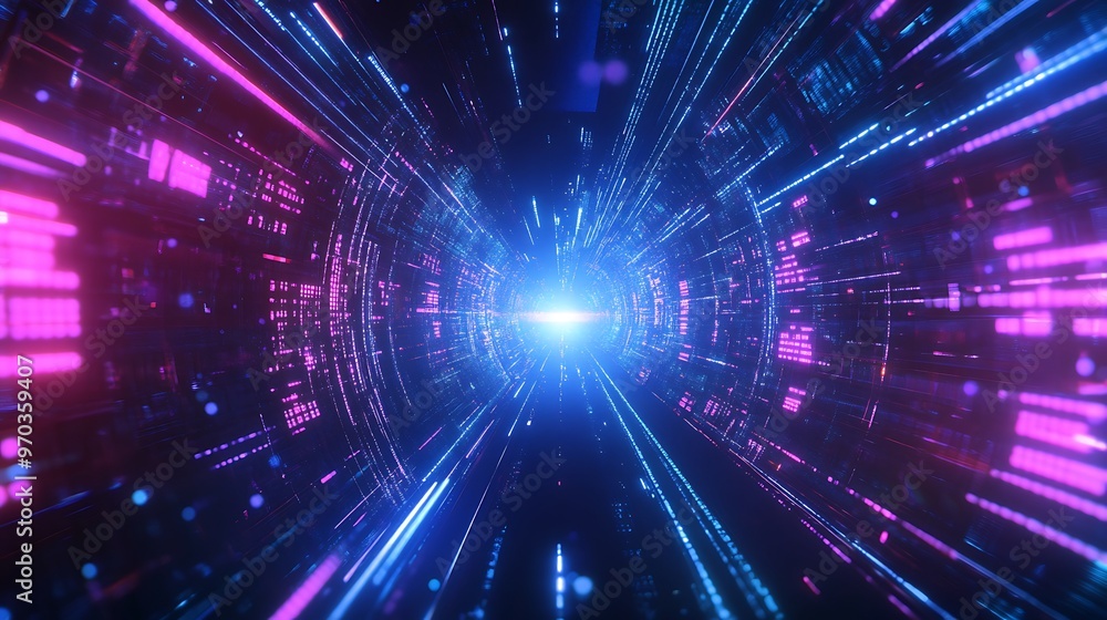 Abstract Tunnel of Glowing Blue and Pink Lines Abstract Tunnel of Glowing Blue and Pink Lines