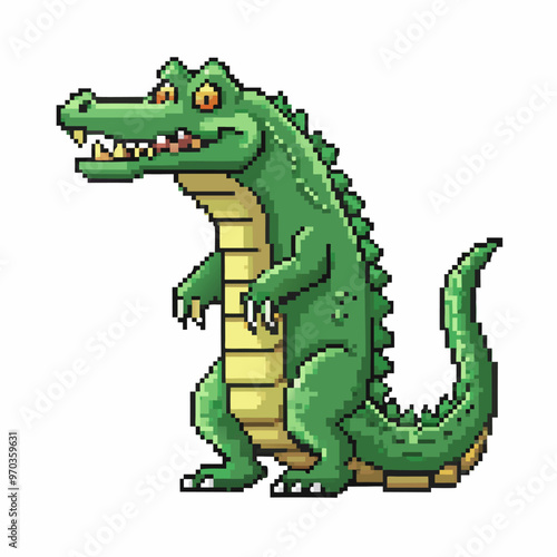 Pixel Art Crocodile Illustration Retro 8 Bit Video Game Character Design