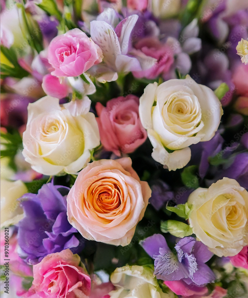 Beautiful summer flowers as background. Blossoming delicate roses on blooming flowers festive background, pastel and soft bouquet floral card. Beautiful summer flowers as background. Blossoming delicate roses on blooming flowers festive background, pastel and soft bouquet floral card.