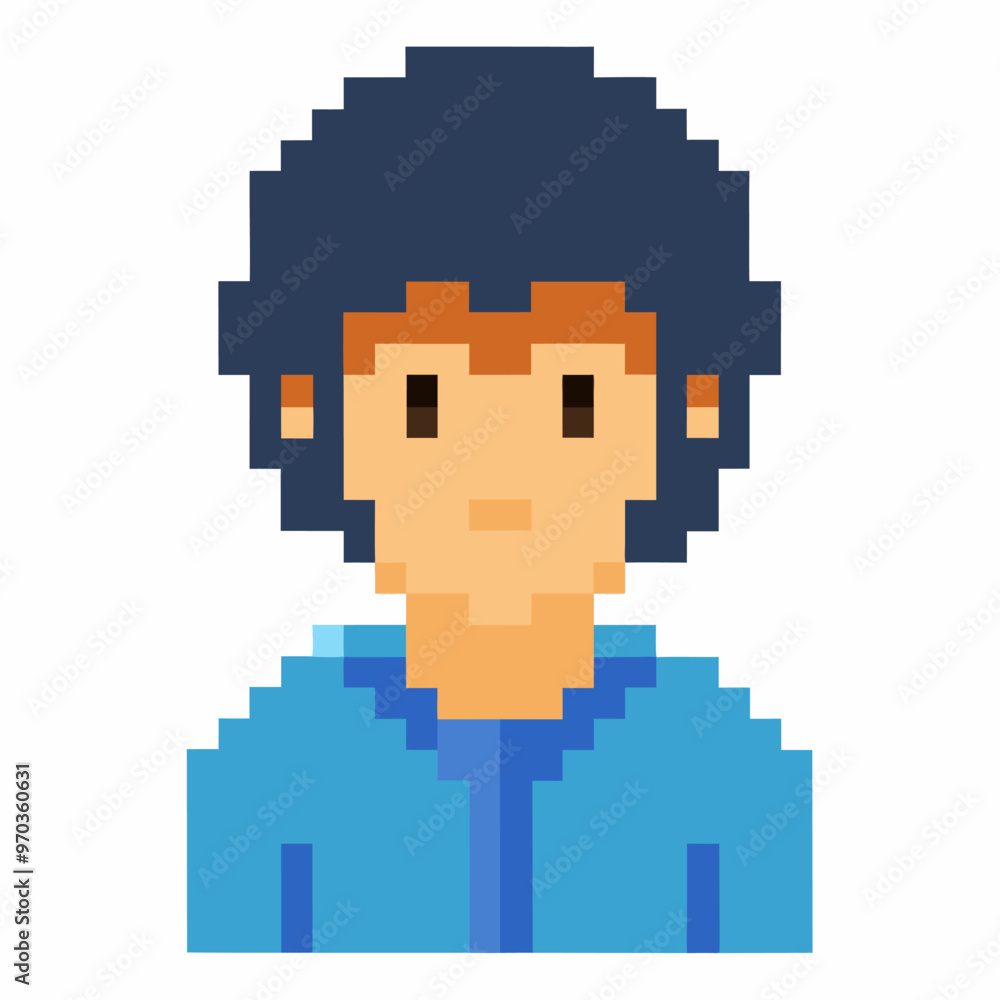 Pixel Art Character Portrait with Blue Hoodie Retro 8 Bit Style Illustration Pixel Art Character Portrait with Blue Hoodie Retro 8 Bit Style Illustration