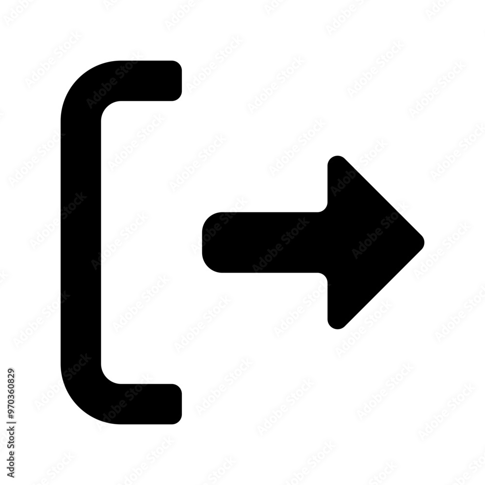 Log out arrow icon in solid-filled glyph style. Simple exit direction symbol vector illustration — pixel-perfect icon.