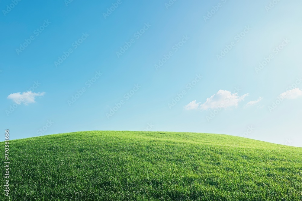 Green Land, Blue Sky, Summer Sunny Day Background, Wide View Of Lawn Hill and Blue Sky , ai Green Land, Blue Sky, Summer Sunny Day Background, Wide View Of Lawn Hill and Blue Sky , ai