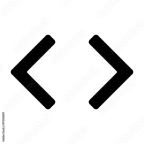 Code bracket icon in solid style. Simple arrow direction symbol vector illustration — pixel-perfect icon.