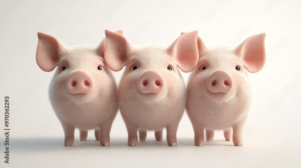 Pigs clipart, element, 3D illustration, realistic, isolated on white background Pigs clipart, element, 3D illustration, realistic, isolated on white background