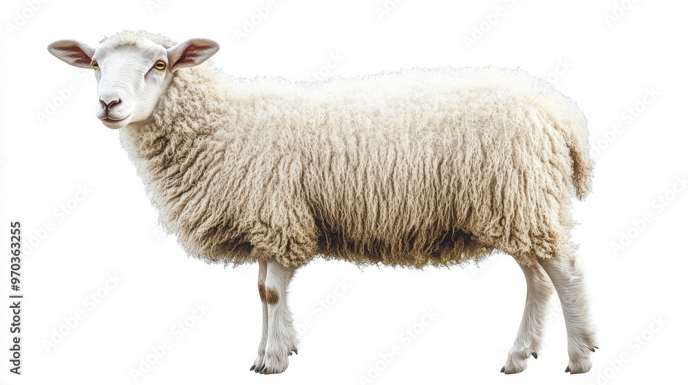 Sheep clipart, element, 3D illustration, realistic, isolated on white background Sheep clipart, element, 3D illustration, realistic, isolated on white background