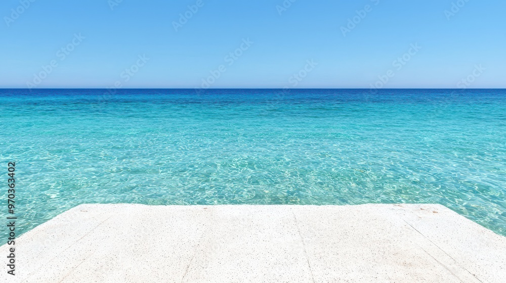 Fototapeta premium Concrete Platform Overlooking Turquoise Ocean Water