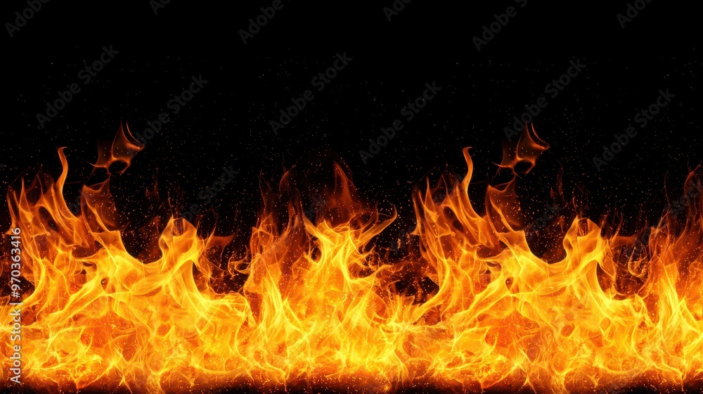 Fiery Flames Burning Abstract Background with Black Background Fiery Flames Burning Abstract Background with Black Background