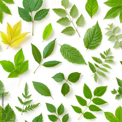 Natural Fresh Leaves Pattern on White Background with Seamless Elegant Botanical Design long title A seamless pattern featuring a beautiful