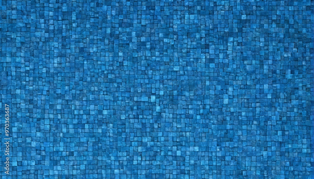 Digital mosaic small blue squares arranged grid-like pattern int Digital mosaic small blue squares arranged grid-like pattern int