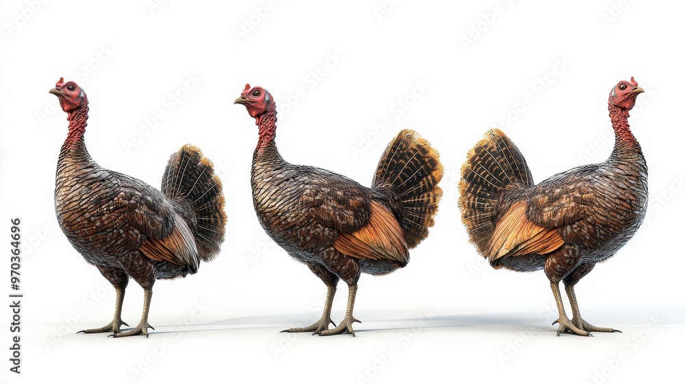 Fototapeta premium Turkeys clipart, element, 3D illustration, realistic, isolated on white background