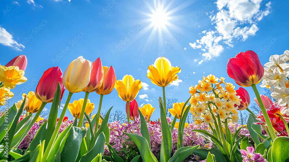 tulips against blue sky tulips against blue sky