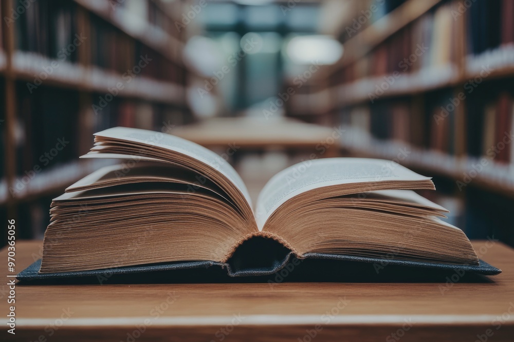 book with open pages, close up, books on the shelf in school, open book on wooden table. back to school concept, ai book with open pages, close up, books on the shelf in school, open book on wooden table. back to school concept, ai
