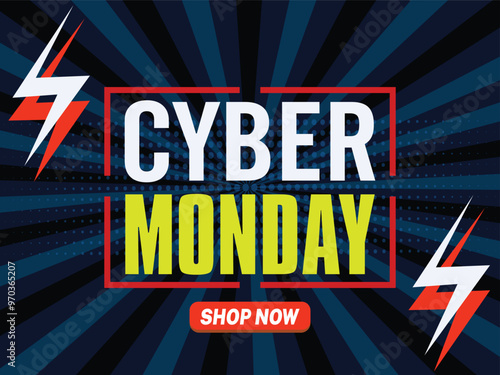 Cyber Monday template, banner, poster design concept with sale text on beautiful background with illustration
