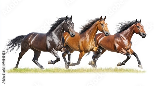 Horses clipart, element, 3D illustration, realistic, isolated on white background
