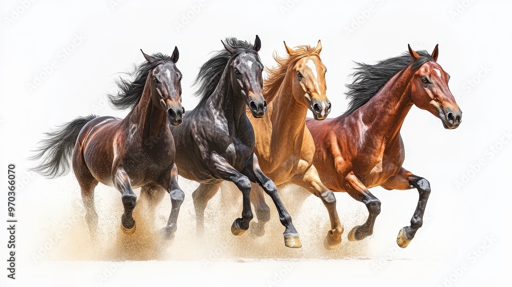Horses clipart, element, 3D illustration, realistic, isolated on white background Horses clipart, element, 3D illustration, realistic, isolated on white background