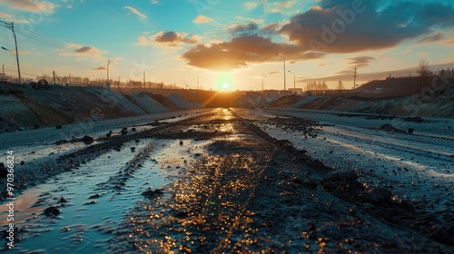 Wallpaper Mural Subpar road construction using low-quality asphalt captured on a mobile device. Torontodigital.ca