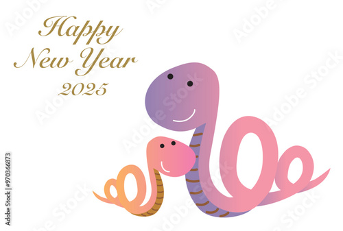 へびの親子の年賀状
